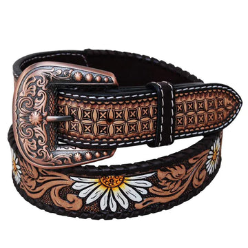 Rafter T Women's Two Tone Hand Painted Daisy Belt