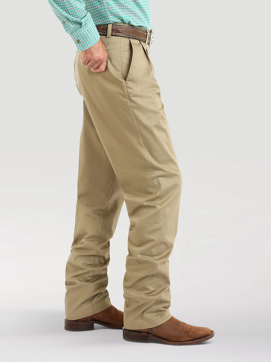 Wrangler Men's Riata Pleated Relaxed Fit Khaki Pants