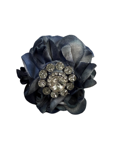 Hand Dyed Velvet Flower Slide with Rhinestone Center