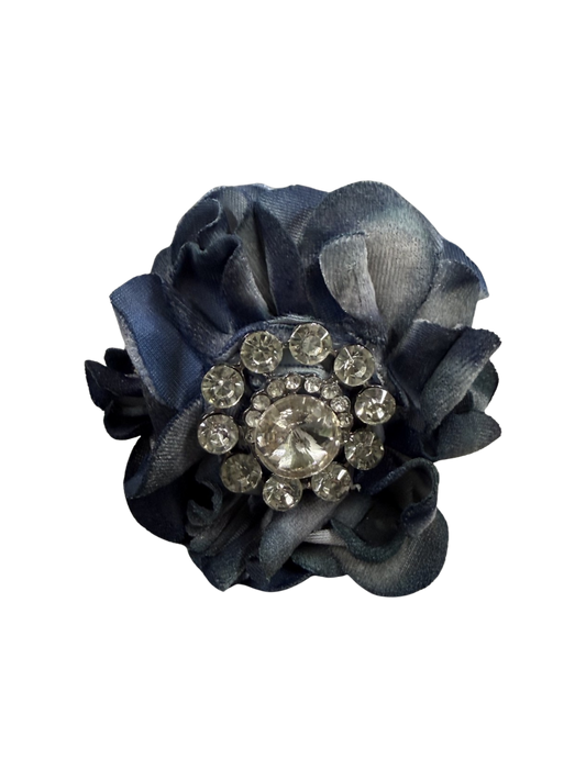 Hand Dyed Velvet Flower Slide with Rhinestone Center