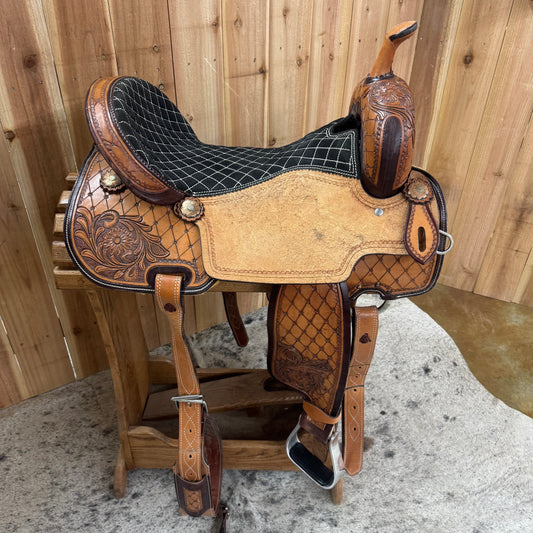 Used Cowboy Pro Barrel Saddle, 17" Seat
