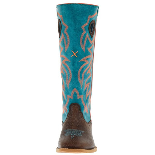 Twisted X Kid's Dark Chocolate & Electric Turquoise Buckaroo Boots