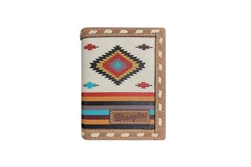 Wrangler Men's Navajo Pattern Digital Printed Canvas Tri-Fold Wallet