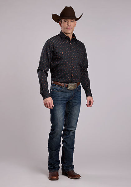 Roper Men's Foulard Print Long Sleeve Snap Performance Shirt