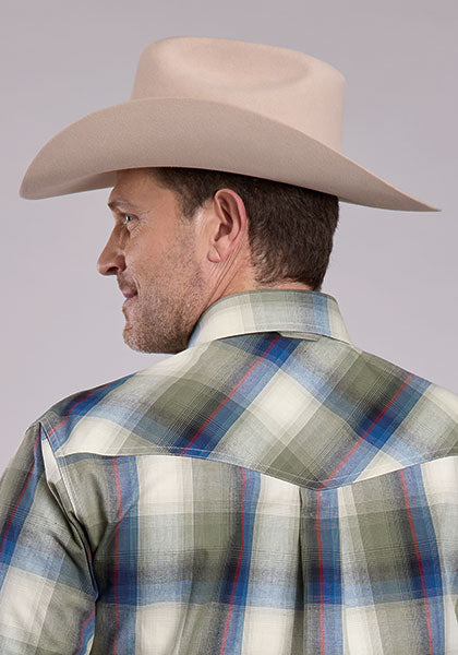 Roper Men's Tall Man Amarillo Evergreen Plaid Long Sleeve Snap Shirt