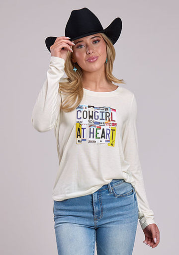 Roper Women's Long Sleeve "Cowgirl At Heart" Jersey T-Shirt