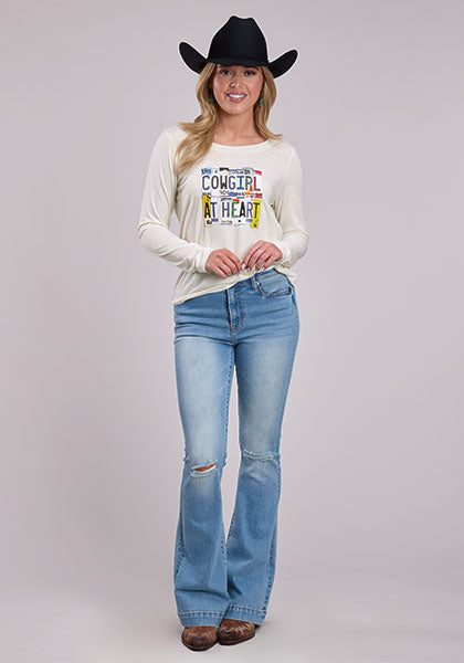 Roper Women's Long Sleeve "Cowgirl At Heart" Jersey T-Shirt