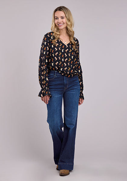 Roper Women's Boot Printed Peasant Blouse