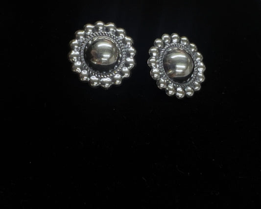 Sterling Silver Large Concho Stud Earrings