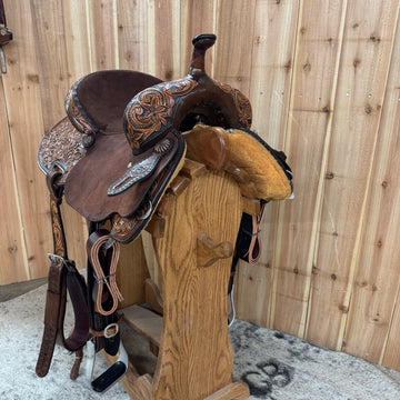 R Bar B Barrel Saddle, 14" Seat