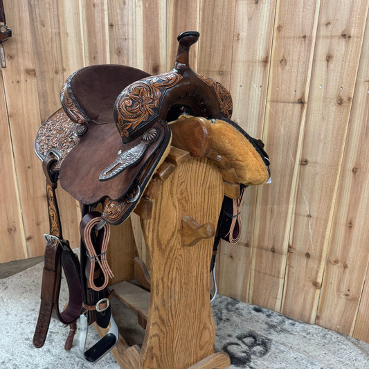 R Bar B Barrel Saddle, 14" Seat