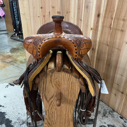 Used Double R Barrel Saddle, 14" Seat