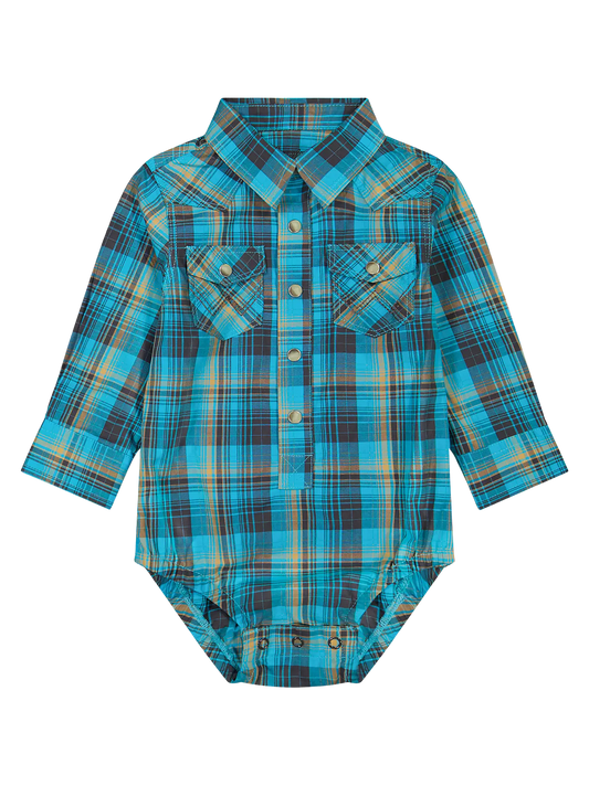 Wrangler Baby Boy's Lagoon Long Sleeve Western Snap Bodysuit