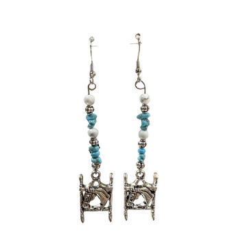 Horse Charm - Turquoise - Howlite Dangle Earrings