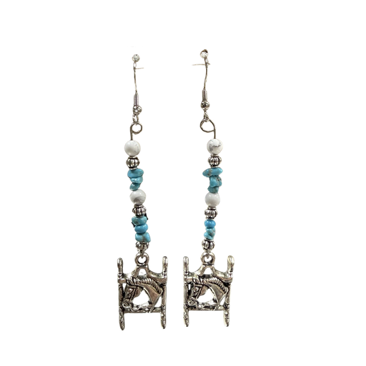 Horse Charm - Turquoise - Howlite Dangle Earrings