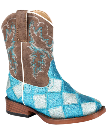 Roper Toddler Girls' Glitter Blocks Western Boots
