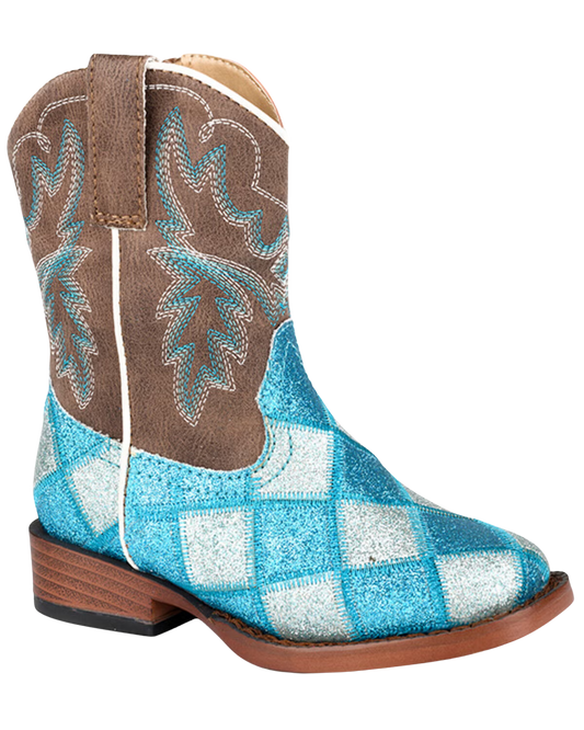 Roper Toddler Girls' Glitter Blocks Western Boots