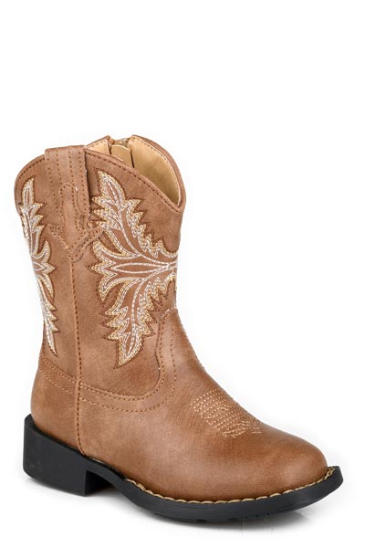 Roper Toddler Luke Tan Wide Square Toe Western Boots