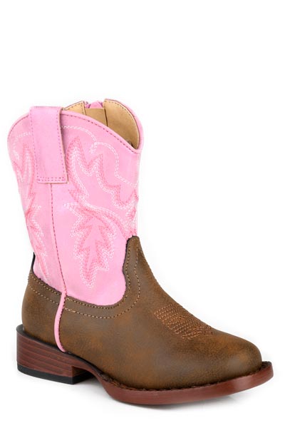 Roper Toddler Girl's Gretchen Brown & Pink Western Boots