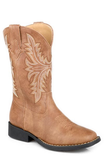 Roper Little Kid's Luke Tan Wide Square Toe Western Boots