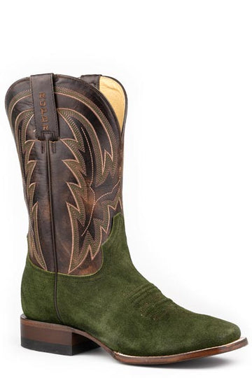 Roper Men's Dark Green Suede Square Toe Boots