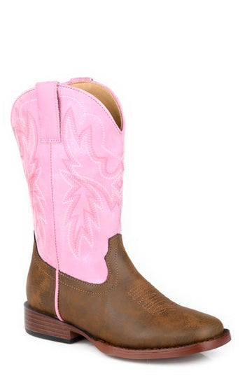 Roper Big Kid's Gretchen Brown & Pink Western Boots