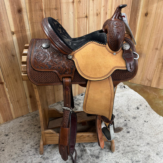 Circle Y Molly Powell Freedom Fit Barrel Saddle, 13.5" Seat (Demo)