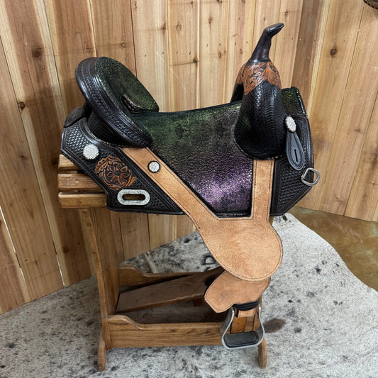 Circle Y Tammy Fischer Treeless Barrel Saddle, 14.5" Seat
