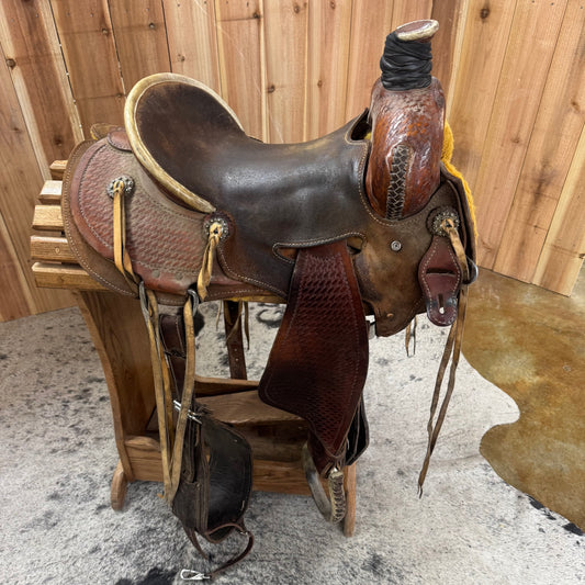 Used Box T Seat Rig Ranch Saddle, 15" Seat
