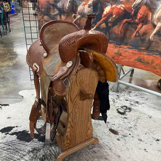 Used R Bar B Barrel Saddle, 12" Seat