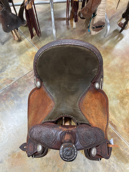 Used Burns Barrel Saddle, 15" Seat