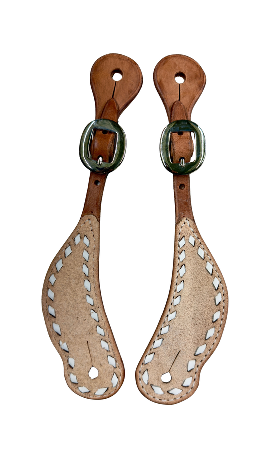 San Saba Harness Leather Spur Straps w/Rough Out Overlay and Buckstitch