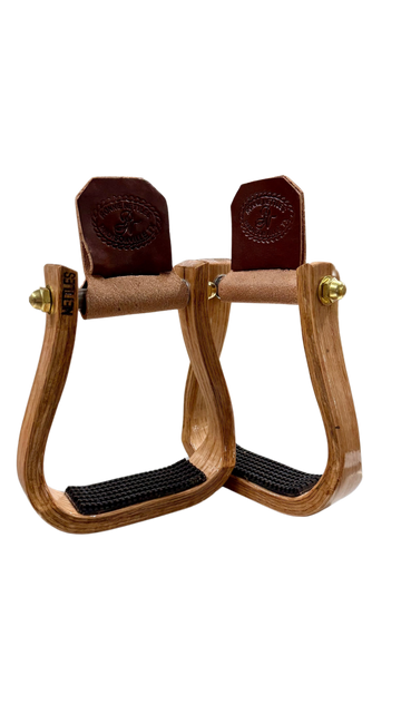 Nettles 1.5" Varnished Barrel Racer Gripper Stirrups