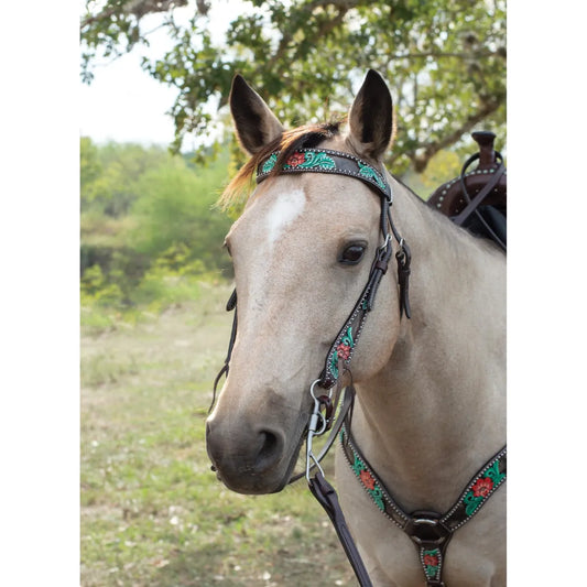 Circle Y Cactus Flower Filigree Browband Headstall