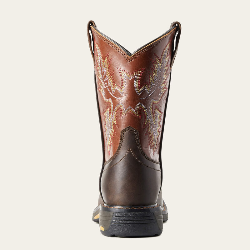 Ariat Kid's WorkHog Wide Square Toe Boots-Dark Earth/Brick