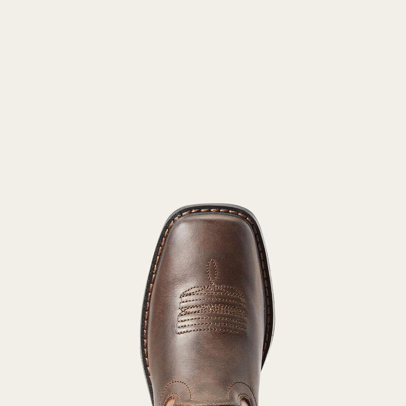 Ariat Kid's WorkHog Wide Square Toe Boots-Dark Earth/Brick