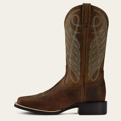 Ariat Women's Round Up Wide Square Toe Powder Brown Western Boot