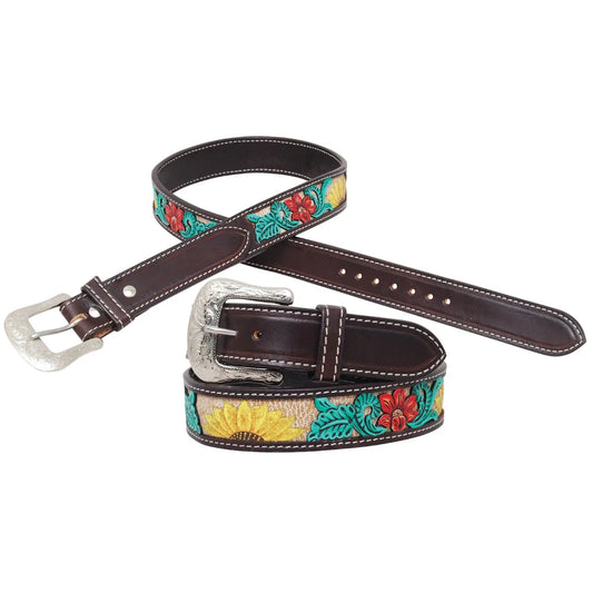 Circle Y Women's Rising Sunflower Filigree Flower Belt