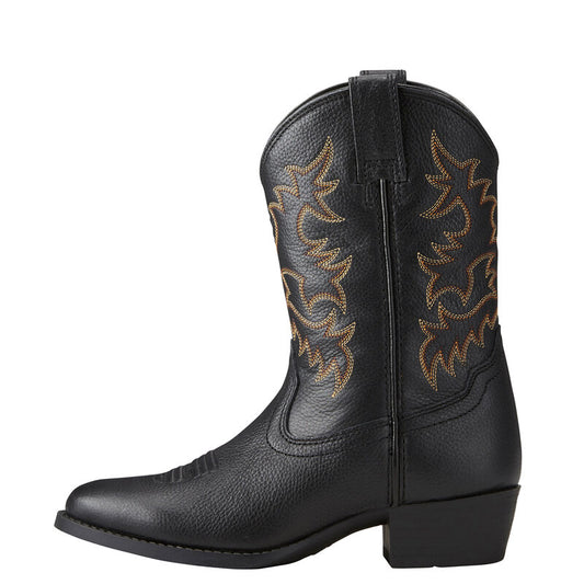 Ariat Kid's Black Deertan Heritage R Toe Western Boot