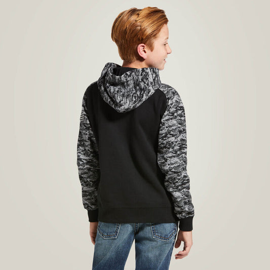 Ariat Boy's Black Digi Camo Patriot Hoodie