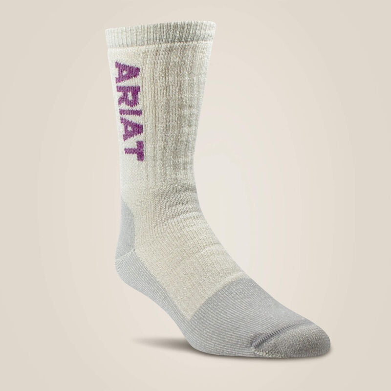 Ariat Women's Midweight Merino Wool Blend Steel Toe Work Socks-2 Pair Multi Color Pack