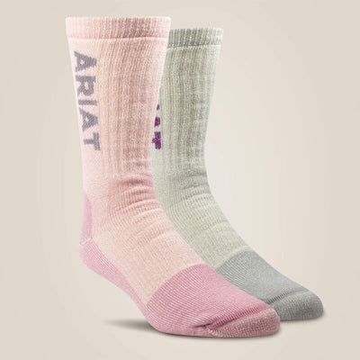 Ariat Women's Midweight Merino Wool Blend Steel Toe Work Socks-2 Pair Multi Color Pack