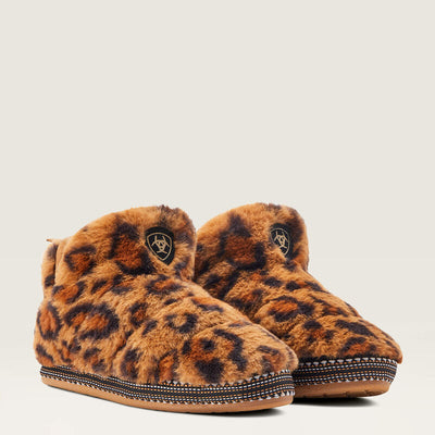 Ariat Women's Fuzzy Leopard Print Bootie Slippers