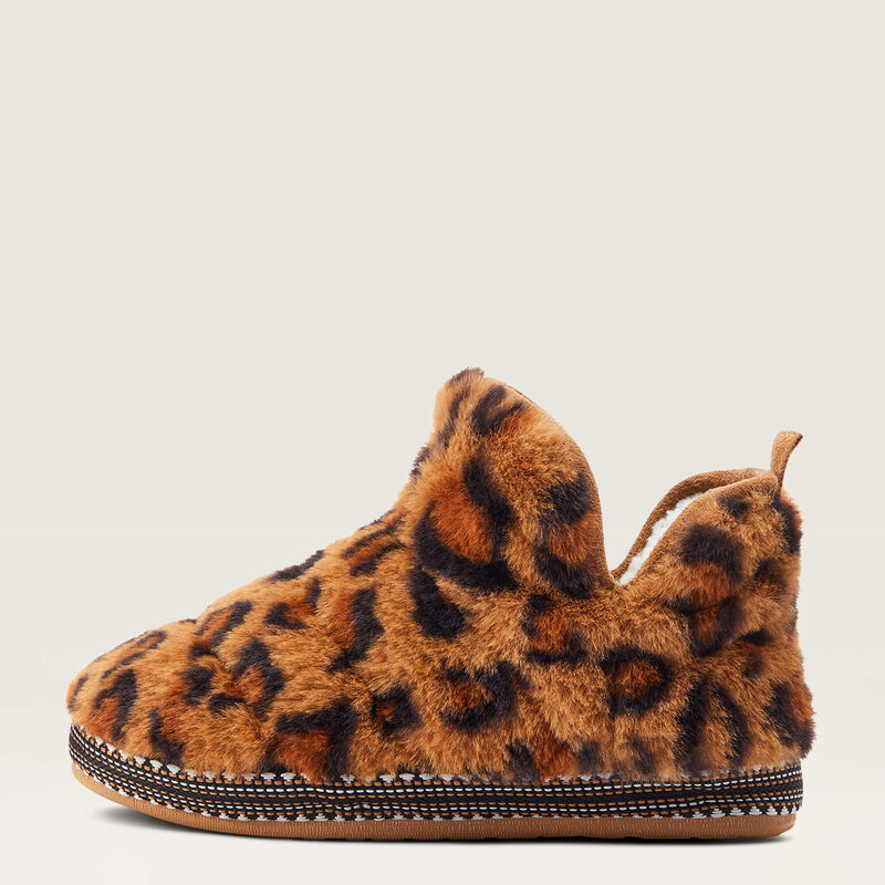 Ariat Women's Fuzzy Leopard Print Bootie Slippers