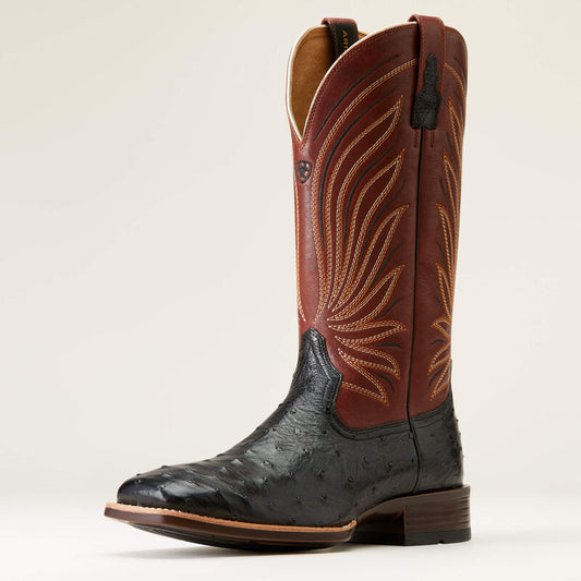 Ariat Men's Brandin' Ultra Jet Black Full Quill Ostrich Western Boot