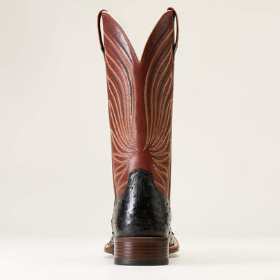 Ariat Men's Brandin' Ultra Jet Black Full Quill Ostrich Western Boot