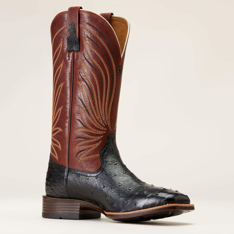 Ariat Men's Brandin' Ultra Jet Black Full Quill Ostrich Western Boot