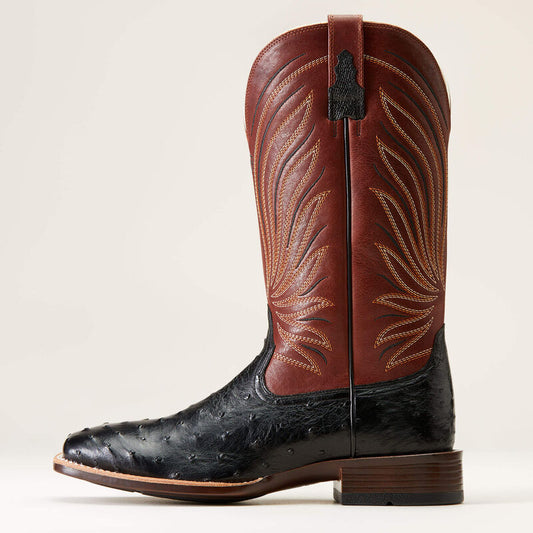 Ariat Men's Brandin' Ultra Jet Black Full Quill Ostrich Western Boot