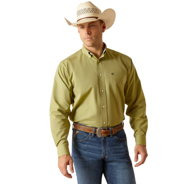Ariat Men's Solid Pinpoint Oxford Sycamore Green Button Down Shirt