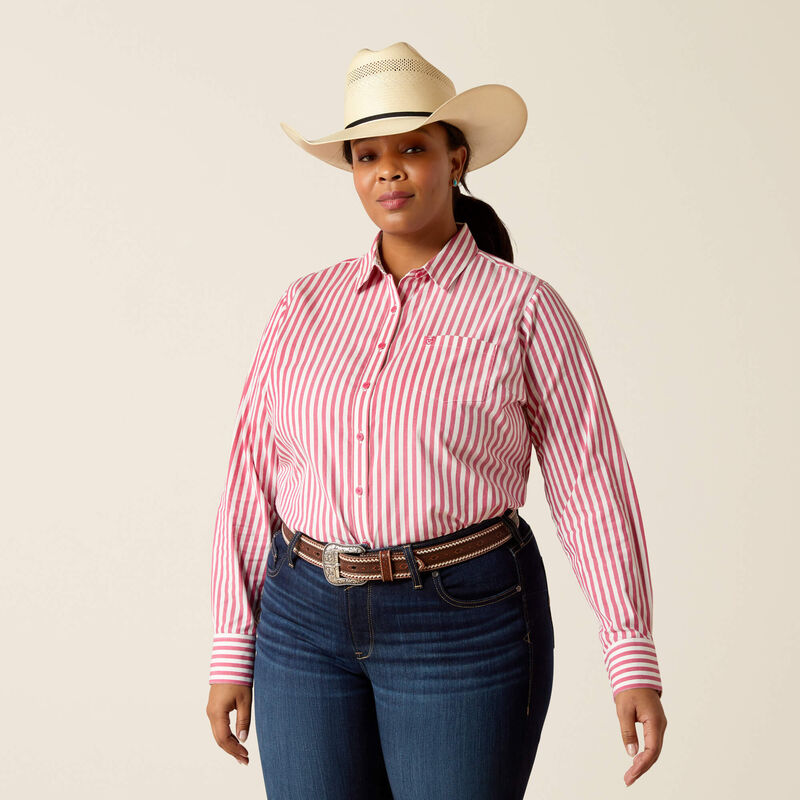 Ariat Women's Pink Peacock Stripe Kirby Stretch Shirt